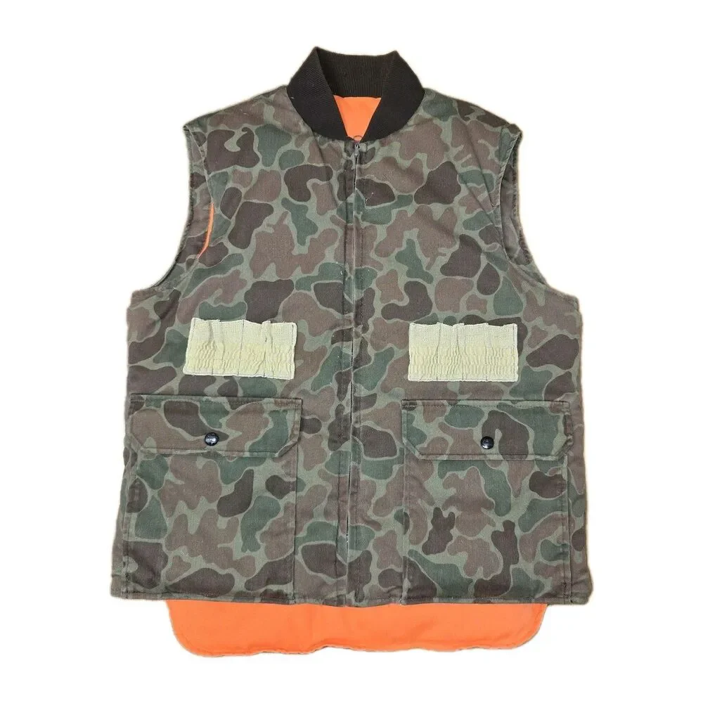 Woolrich Mens Camo/Orange Reversible Down Hunting Vest USA Adult M